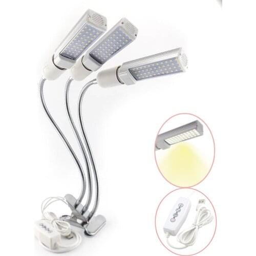 Full Spectrum 44 LED Grow Light Bulb Phyto Lamp Bulbs Three Heads Growing Lamps USB Timer Holder Clip Grow Lights Plant Growth