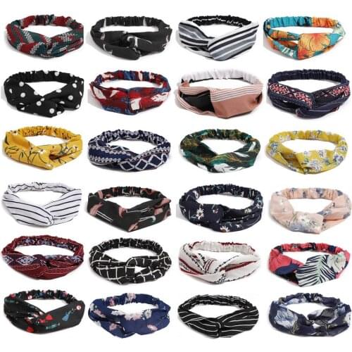 30 Design Flower Knotted Elastic Hairbands For Girls New Pink Red Black Hair Bands Elastic Head Wrap Scrunchies Hair Accessories