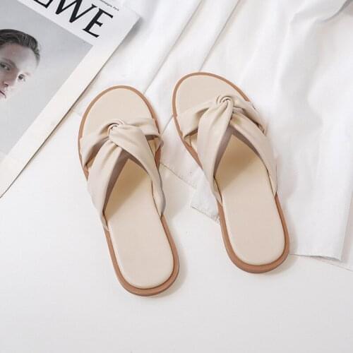 Flat Sandals Womens Fashion Wear All-match Cross Fairy Style Sandals Slipper Womens Slippers Women Shoes House Slippers