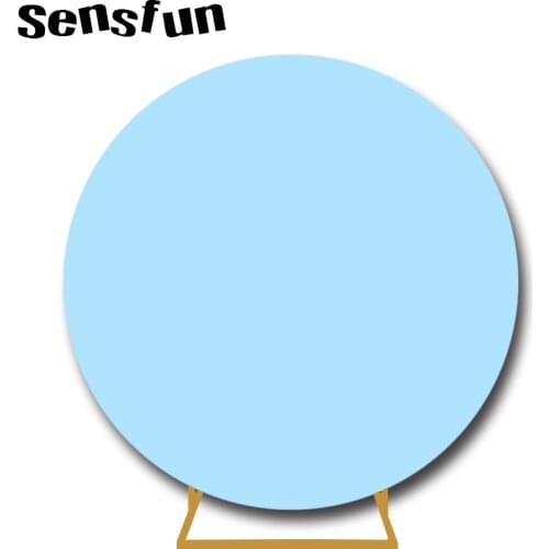 Sensfun Pure Light Blue Baby Shower Round Circle Backdrop For Photography Boys Newborn 1st Birthday Party Backgrounds Photocall
