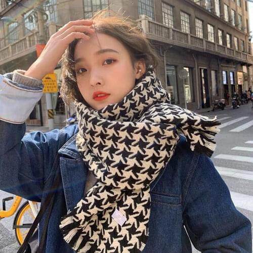 2020 autumn and winter plaid imitation cashmere scarf European and American style ladies shawl warm long houndstooth letter scar