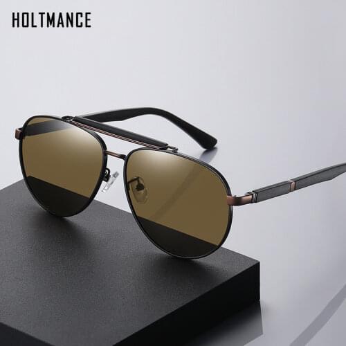 HOLTMANCE Polarized Sunglasses Mens Retro Brand Pilot Sun Glasses Male Metal Frame Fishing Eyeglass Driving Eyewear Man UV400