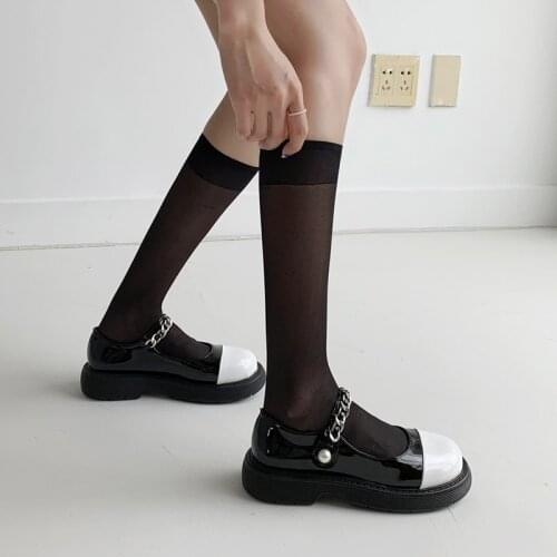 Women Mary Janes Shoes Flat on Platform Shoes Black White Mixed Colors Thick Sole Pearl Leather Boat Shoes Zapatos Mujer 9270L