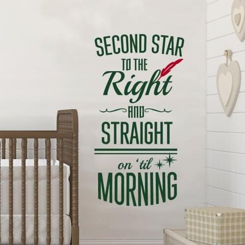 Second Star to The Right Peter Pan Quote Vinyl Decal- Perfect for kids rooms, Dorm Rooms, Play Rooms, Preschools F841