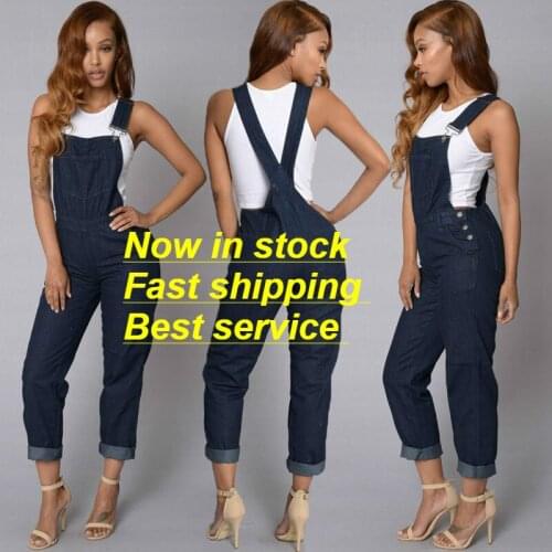 Women Fashion Denim Jeans BIB Pants Suspender Overalls Straps Jumpsuit Rompers Trousers