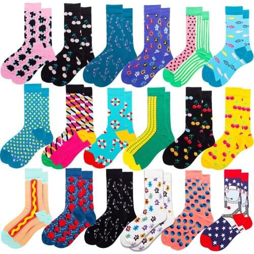 1Pair New Men Women Cotton Socks Casual Colorful Socks Crew Socks Street Skateboard Socks Happy Funny Harajuku Sox Meias