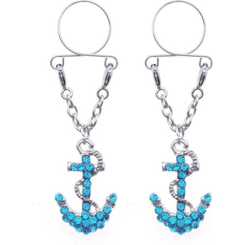 1 Pair Sexy Non Pierced Clip On Fake Nipple Ring Body Jewelry Shield Cover Clamps Adult Sex Toy Piercing Adjustable Size