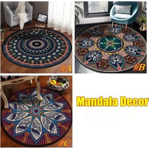 1Pc Fashion Anti-slip Bohemian Round Carpet Living Room Bedroom Bedside Rug Floor Door Mat Home Decor