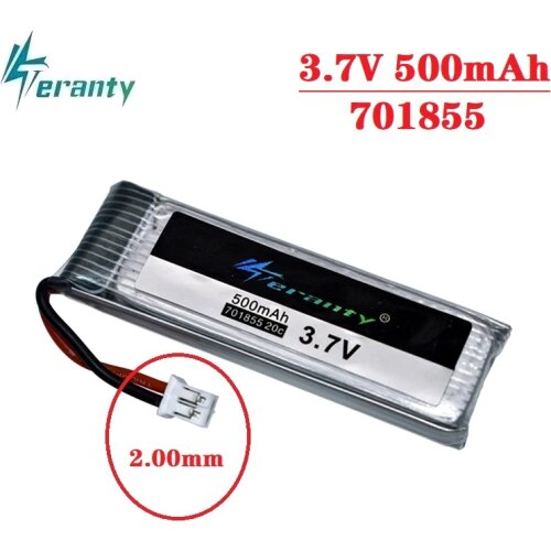 1Pcs Original Teranty Lipo Battery 1S 3.7V 4.2V 500mAh Rechargeable Battery with PH2.0 Plug for Indoor Racing Drone Toy 701855