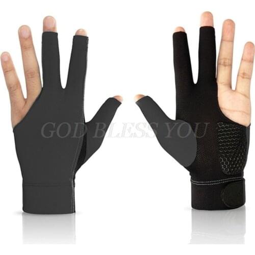1Pc Billiards Three Finger Gloves Lycra Anti Skid Snooker Billiard Cue Glove Pool Left Hand High Elasticity for Unisex