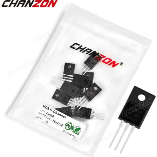 10pcs 20N60 TO-220F N-Channel Mosfet Bipolar Junction Transistor BJT SIC Mos Fets Triode Tube 20A 600V Integrated Circuits