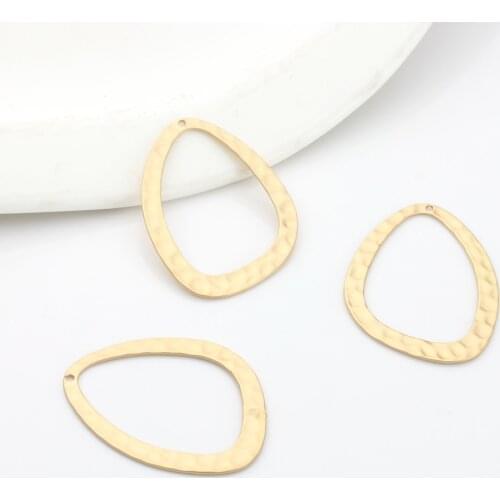 10pcs/lot 41*33mm Zinc Alloy Gold Geometric Hollow Ripple Water Drop Charms Connector For DIY Fashion Earrings Accessories