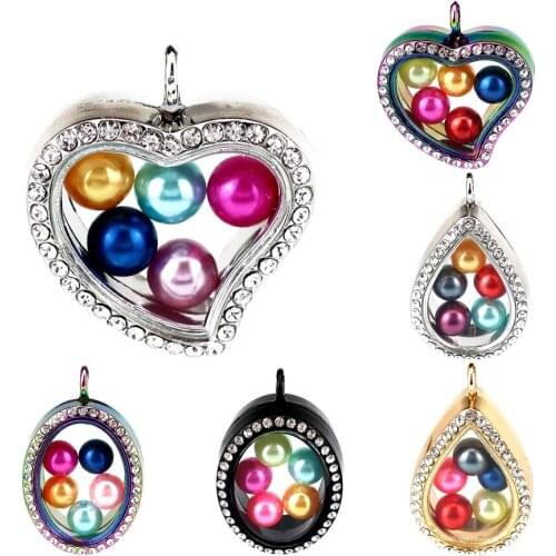 12styles Floating Pearl Pendant Glass Locket Pearl Cage Magnetic Pendant for 8mm Pearl (Mixed color)