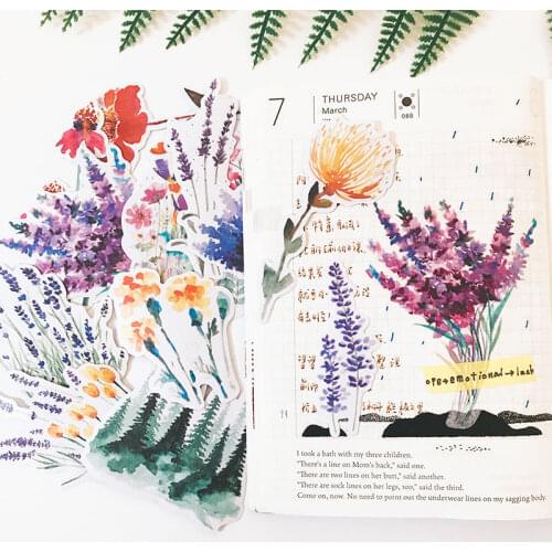 13 PCS Watercolor wind flower lavender Stickers Crafts And Scrapbooking stickers book Student label Decorative sticker DIY
