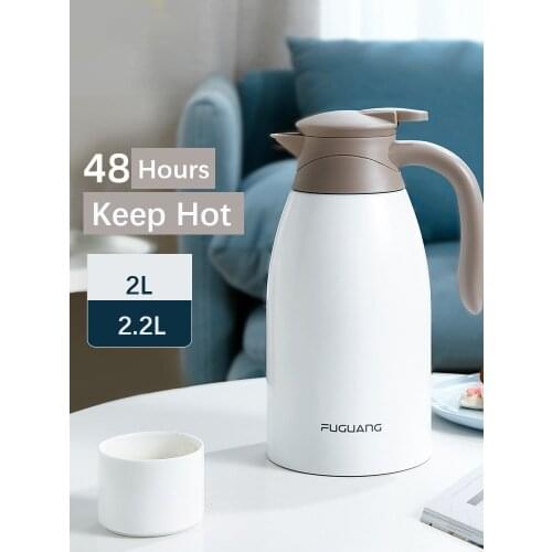 2L/2.2L Thermal Insulation Pot Stainless Steel Liner Thermos Hot Water Coffee Bottle Large Capacity Office Kettle Vacuum Flask