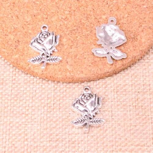 67pcs flower rose Charms Zinc alloy Pendant For necklace,earring bracelet jewelry DIY handmade 25*17mm