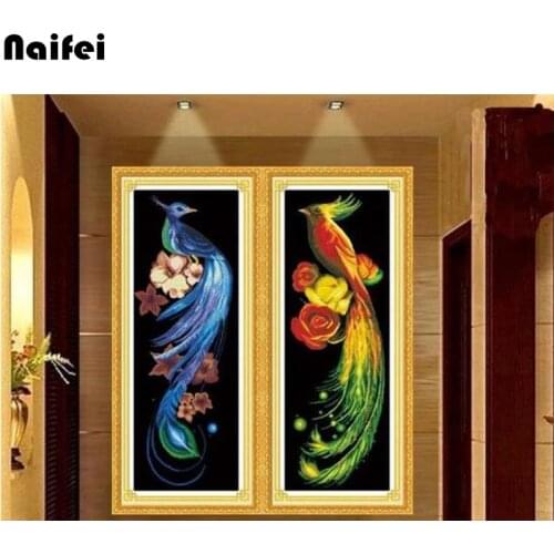 DIY 5D Diamonds Embroidery Blue Phoenix Golden Phoenix full square Round Diamond Painting animal Cross Stitch Kit Diamond Mosaic