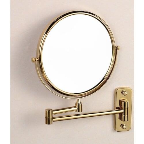Antique 8" Double Side Folding Brass Shave Makeup Mirror Wall Mounted Extend with Arm Round 1x3x Magnifying BM004
