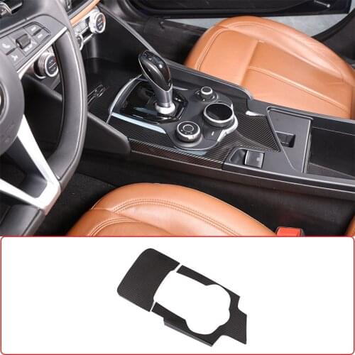 LHD For Alfa Romeo Giulia 2017-2019 ABS Carbon Fiber Interior Center Console Gear Shift Panel Cover Trim Auto Accessory