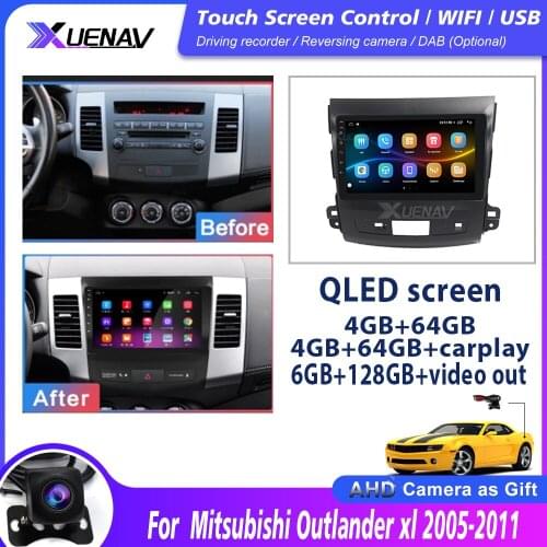 Car Multimedia radio player for Mitsubishi Outlander xl 2 Car 2005 -2011 Radio Audio GPS 2 Din Navi WIFI 4G 64G with carplay