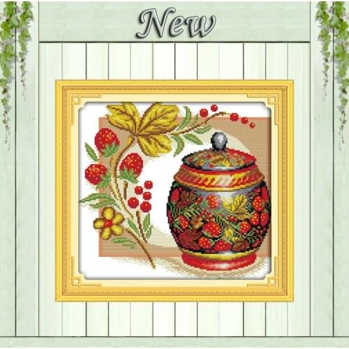 Coloured pottery,11CT counted print on canvas DMC 14CT Cross Stitch kit,embroider needlework Set,Flowers vase Crafts Home Decor