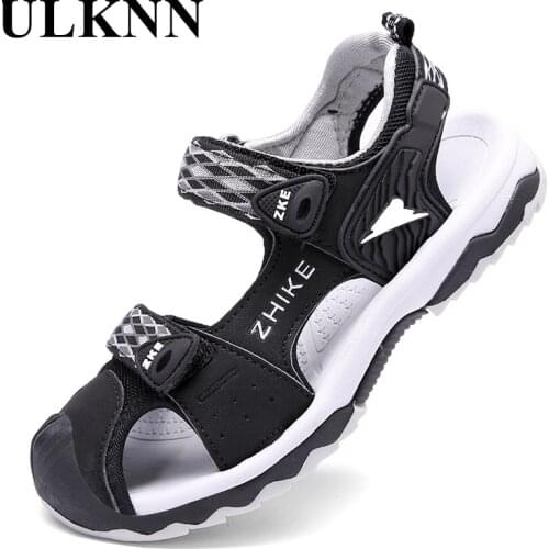 ULKNN 2021 Children Sandal Kids Summer Spring Shoes Casual Sports Sandals Solid Non-slip Flats Round Toe Soft Bottom Footwears
