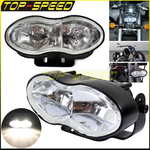 Motorcycle H3 12V 55W Double Oval Twin Headlight Cateye Retro Wave Head Lamp For Harley Sportster Cruisers Chopper Custom