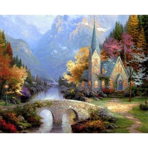 GATYZTORY DIY Painting By Numbers Town Landscape HandPainted Oil Painting Drawing On Canvas Acrylic Paint Home Decoration