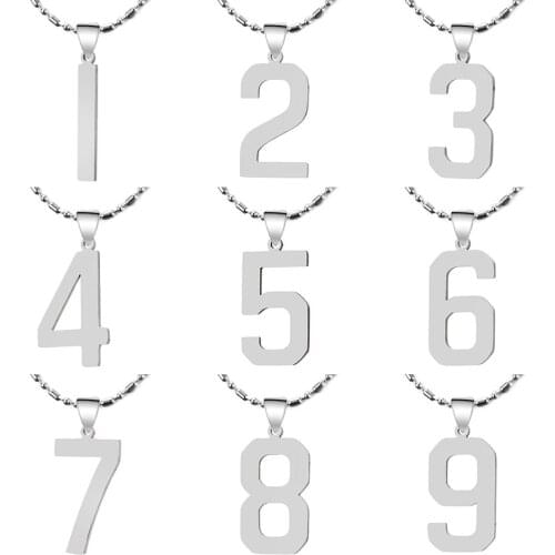 Hapiship Women/Mens Jewelry Stainless Steel Arabic Numerals Number 0 1 2 3 4 5 6 7 8 9 Pendant Short Necklace SSSZ0 Xmas Gift