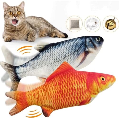 Cat toy 3D fish electric USB charging simulation fish pet toy cat supplies plush simulation smarter swing fish cat and dog toy