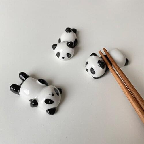 Panda Ceramic Chopstick Holder Chop Stick Shelf Stand Support Chinese Korean Japanese Organizer Decorations Home Table Decor