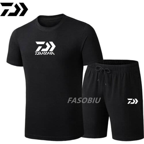 Daiwa Fishing Suit Men Summer Fishing Clothing Sportswear 2 Piece Outdoor Shorts Fishing Pants Quick Dry Sport Fishing T Shirt