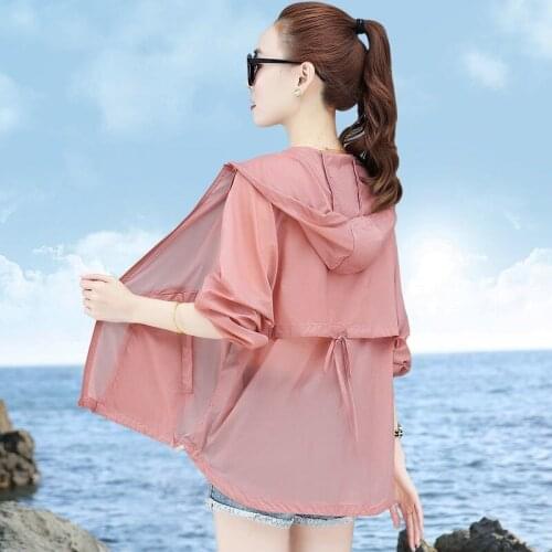 Spring Summer Hooded UV Sun Protection Clothing Thin Coat Running Camping Long Sleeve Breathable Air Conditioner Jacket Y329