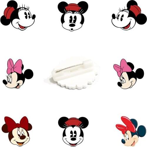 Disney Cute Minnie Mickey Avatar Cartoon Brooch Bow Acrylic Badge Jewelry Pin Accessories Jewelry Cartoon Children Resin Jewelry