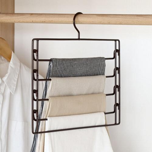 Multi-Layer Clothes Horse Pants Storage Rack Iron Multifunctional Home Balcony Bedroom Wardrobe Hangers For Clothes Accessories