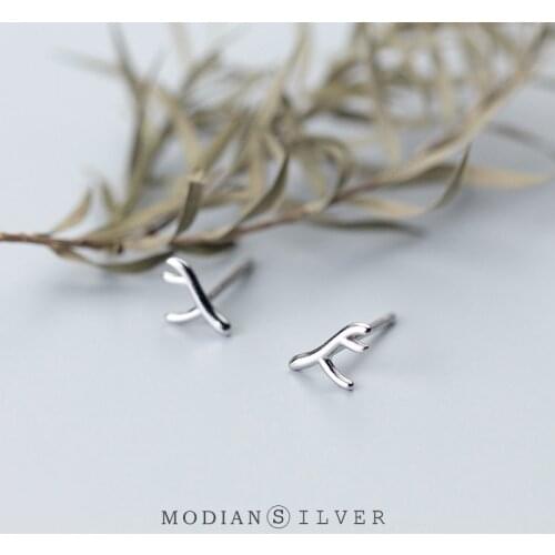 Modian Minimalism Samll Cute Antlers Stud Earrings for Women Kids Girl 925 Sterling Silver Jewelry Brincos Earings Fashion New