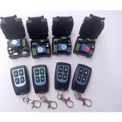 JH-1 New 12V 1ch wireless remote control switch system 4 transmitter - 4 receiver relay Simple and practical smart house