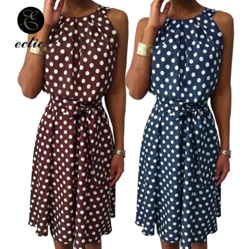 Plus Size Dresses Midi Elegant Women Sleeveless Gathered Waist Chiffon Polka Dot Dress Bandage Sukienka Front Knot Dress 5xl 4xl
