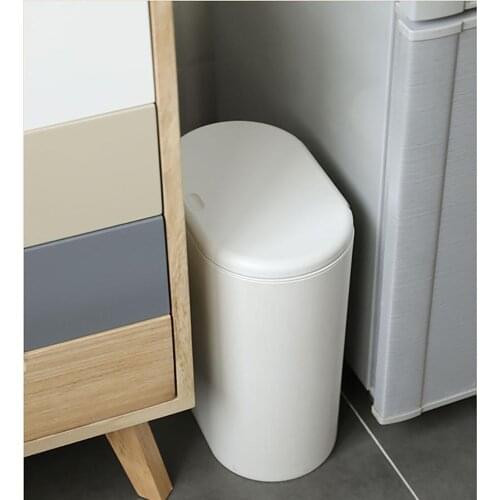 Oval Press Pop-up Trash Can Cracked Trashcan Narrow Slim Rubbish Storage Box Kitchen Paper Basket With Cover Home Decor