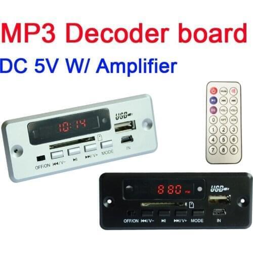 DC 5V MP3 decoder board w/ power amplifier Audio SD card / USB music player Digital LED display FM radio module +Remote FOR CAR