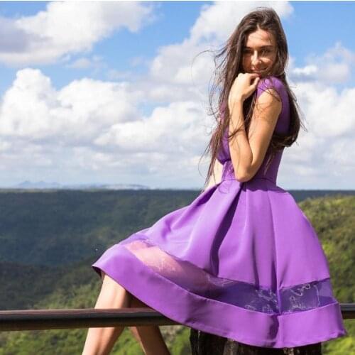 New arrival fashion women knee-length Dress casual wild short sleeve chiffon dress comfortable black o-neck a-line dresses