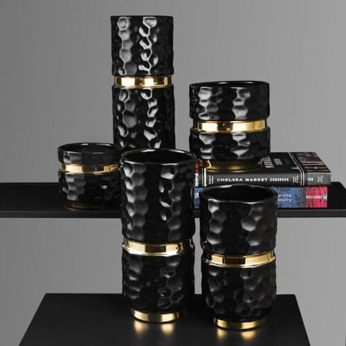 Gold-plated Ceramic Vase Nordic Light Luxury Home Decoration Living Room Dining Room Soft Flower Arrangement