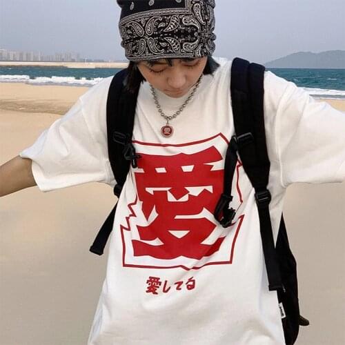 Hillbilly Japan Harajuku Shirts White Cotton Tees Unisex Oversize Ins Fashion Short Sleeve Top O Neck Aesthetic Summer Aesthetic