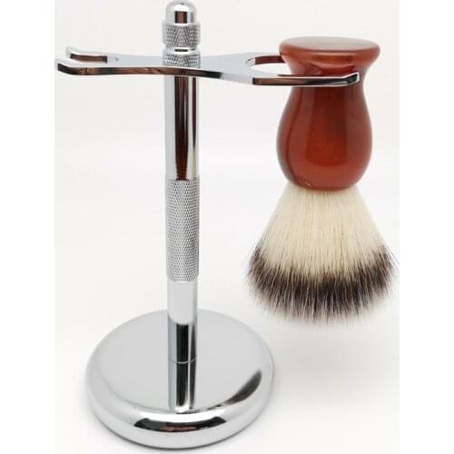 TEYO Synthetic Shaving Brush and Shaving Stand Set Perfect For Wet Shave Cream Double Edge Razor