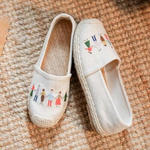 New Spring Embroidered Cotton Linen Shoes Shallow Mouth Low Cut Simple Breathable Low Cut Casual Womens Shoes Fisherman Shoes