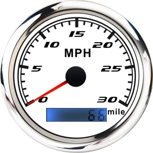 Universal Speedometer 12V/24V Odometer 85mm 30MPH LCD Hourmeter Tachometer Backlight Meter with GPS Antenna
