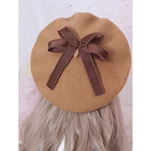 Lolita Hats Sweet Woolen Bows Handmade Girls hats