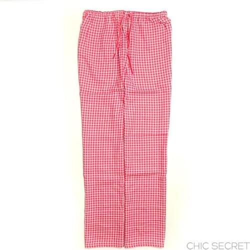 Spring and autumn women fashion drawstring waist comfortable cotton fabric lounge plaid sleep pants