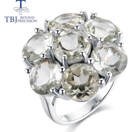 TBJ,Natural gemstone green amethyst ring prasiolite ring 925 sterling silver fine jewelry for women daily or party wear