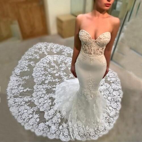 Sweetheart Neckline Mermaid Delicate Lace Chapel Train Wedding Dress vestido noiva sereia Sexy New Bridal Dress